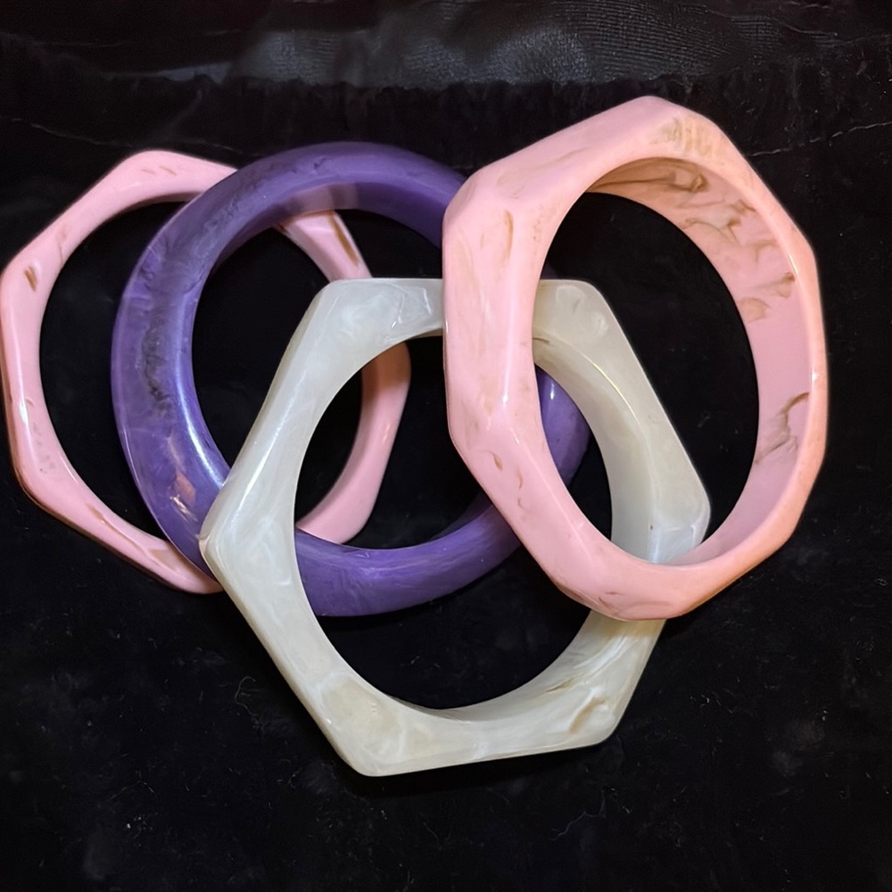 Sassy Jones Pink, Purple, and Cream Bangles